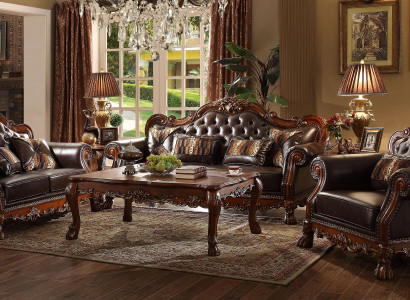 Luxus Chesterfield Sofagarnitur 3+2+1 Sitzer mit Couchtisch Möbel Couch Sofa Neu