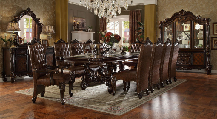 Klassische Barock Esszimmergarnitur Luxurs Esstisch Chesterfield Stühle 14tlg Set
