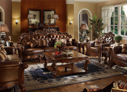 Ledersofa Sofagarnitur Set Garnitur Gruppe Couch Chesterfield Sofa Barock