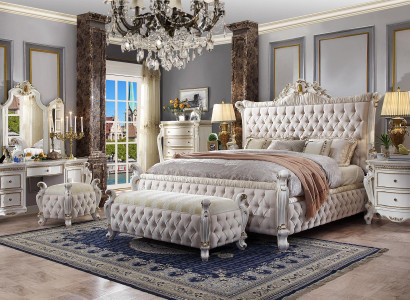 Klassisches Schlafzimmer Set Barock Rokoko Bett Nachttisch Kommode