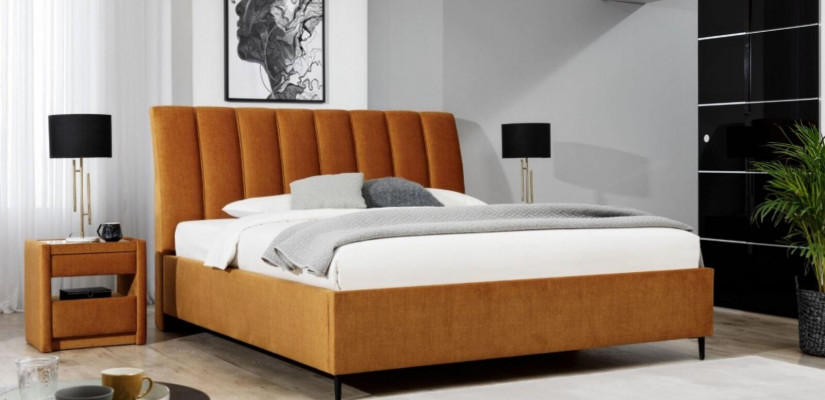 Bett Orange Schlafzimmer Polster Möbel Textil Moderner Stil Betten
