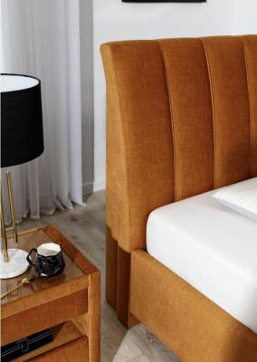 Bett Orange Schlafzimmer Polster Möbel Textil Moderner Stil Betten