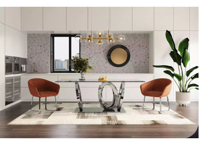 Moderner Designer Esszimmer Esstisch Küchentisch Glasplatte Stil Möbel