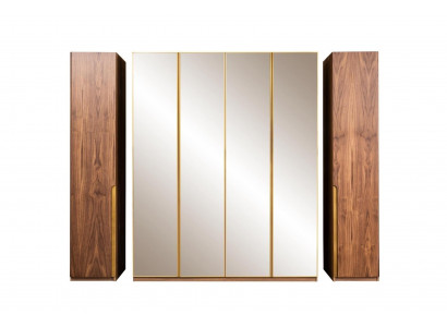 Holzschrank Spiegel Kleiderschrank Garderobenschrank Schrank Braun