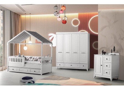 Modern Komplett Jugendzimmer Luxus Kinderzimmer Set 3tlg Weiß Farbe neu