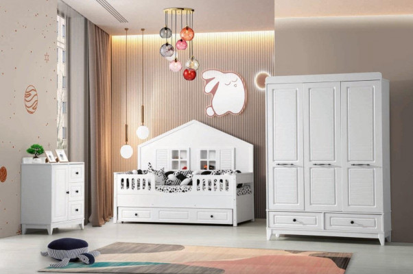 Stilvoll Komplett Jugendzimmer Luxus Kinderzimmer Set 3tlg Weiß Farbe