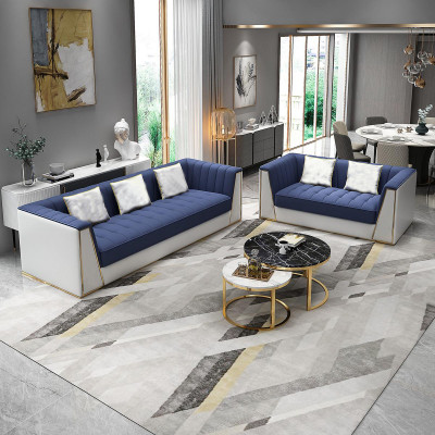 Blau-weiße Moderne Sofagarnitur 3+2 Wohnzimmer Sitzer Luxus Couchen