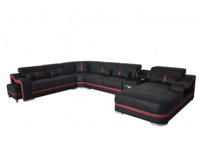 Leder Couch Polster Garnitur Sitz Design Modern Eck Sofa mit USB Wohnlandschaft