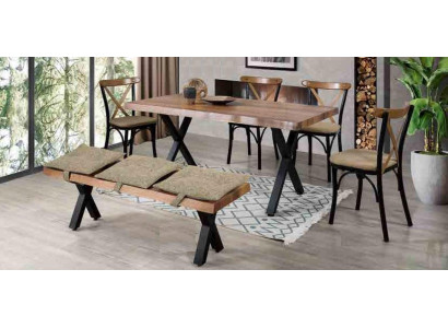 Esstisch aus Holz und 4 Stühle mit gepolstertem Sitz und Bank für das Esszimmer