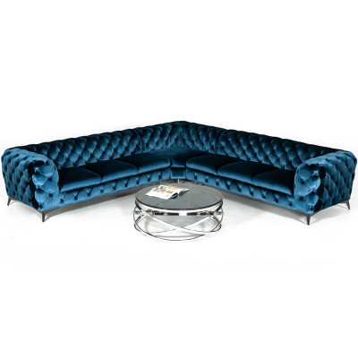 Samt Eck Luxus Chesterfield Sofa Polster Ecke Couchen Sitz Couch Sofas