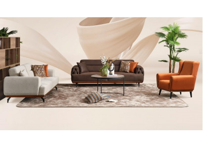 Couchgarnitur Dreisitzer Sessel Sofa Stoff 4tlg Stoffsofa Mehrfarbig 3+3+1+1