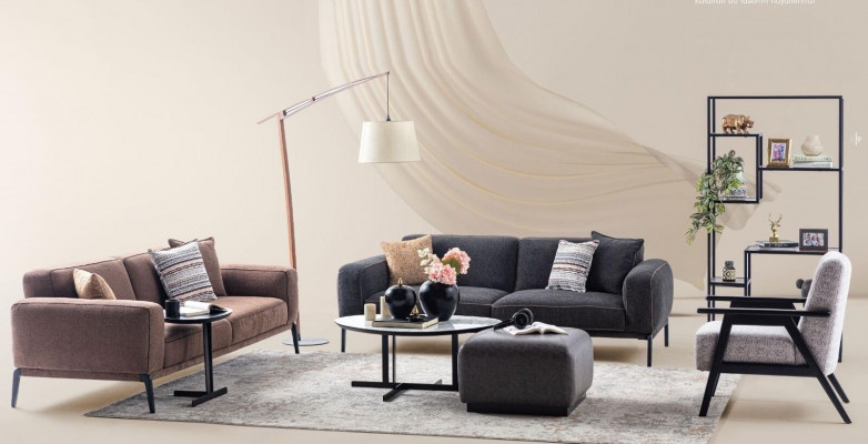 Couchgarnitur Dreisitzer Sessel Sofa Stoff 4tlg Stoffsofa Mehrfarbig 3+3+1+1
