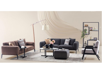 Couchgarnitur Dreisitzer Sessel Sofa Stoff 4tlg Stoffsofa Mehrfarbig 3+3+1+1