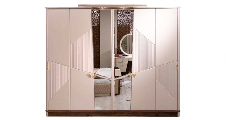 Set Schlafzimmer Bett Luxus Kleiderschrank 2xNachttische Design Schminktisch