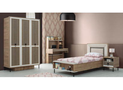 Moderne Komplette Kindermöbel Kinderbett Braun Holz Set 4tlg Bett Neu