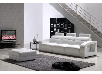 Dreisitzer Sofa Couch Polster Couchen Sofas 3 Sitzer mit Hocker Garnitur Polster