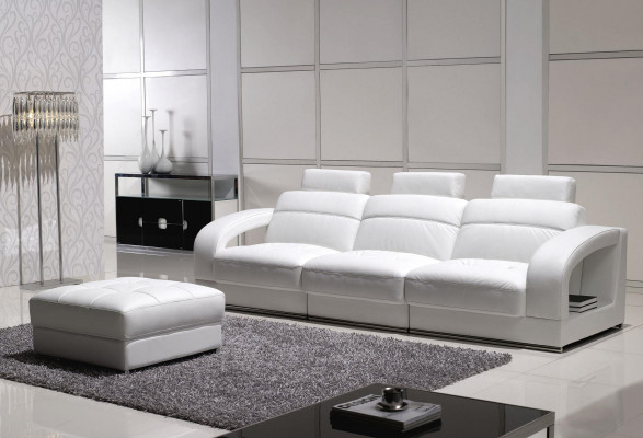 Dreisitzer Sofa Couch Polster Couchen Sofas 3 Sitzer mit Hocker Garnitur Polster