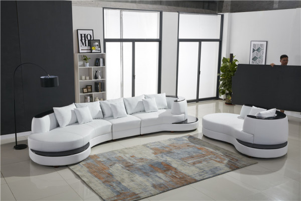 Leder Sofa Ecksofa Wohnlandschaft Rund Couch Sitz Polster Garnitur Rundsofa Neu