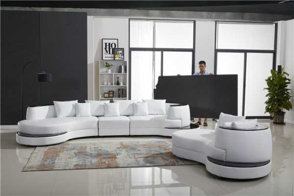 Leder Sofa Ecksofa Wohnlandschaft Rund Couch Sitz Polster Garnitur Rundsofa Neu