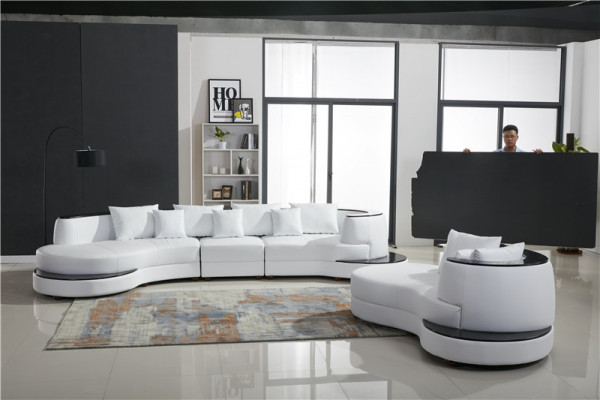 Leder Sofa Ecksofa Wohnlandschaft Rund Couch Sitz Polster Garnitur Rundsofa Neu