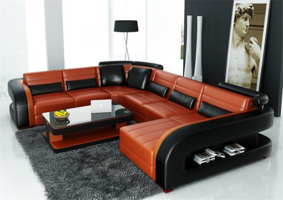 Luxuriöse Wohnzimmer Eckgarnitur Ecksofa Eckcouch Sofa Polster Ecke Couch Leder