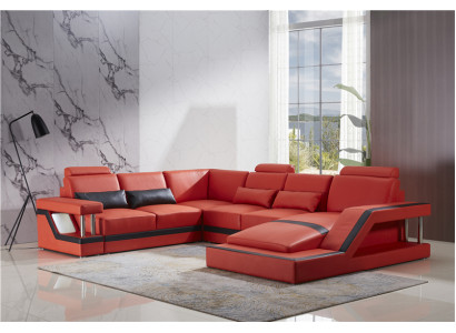 Design Couch Luxus Couchen Leder Sofa Sitz Eck Garnitur Polster Ecke Couch Rote