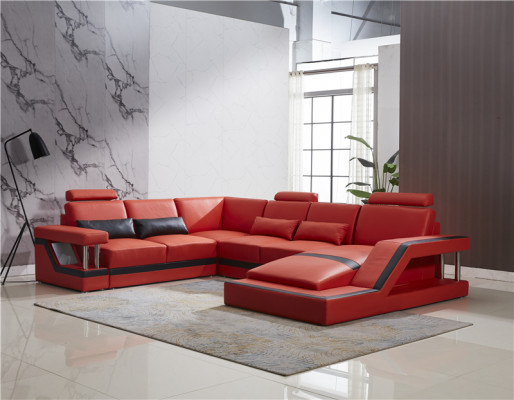 Design Couch Luxus Couchen Leder Sofa Sitz Eck Garnitur Polster Ecke Couch Rote