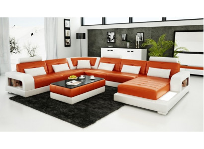 Modern Ecksofa Polster Couch Leder Ecksofa Wohnlandschaft U-Form