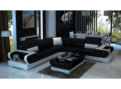 Designer Sofa Couch Ecksofa Luxus Polster Garnitur Wohnlandschaft L-Form LED