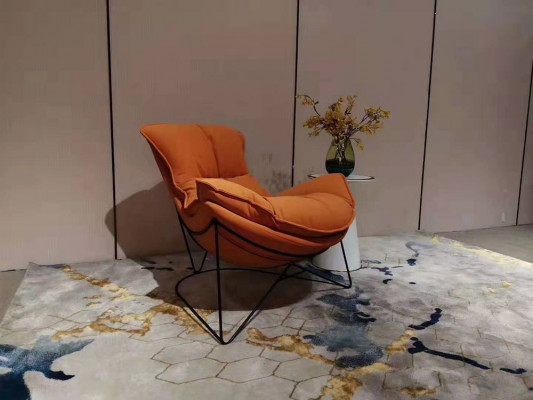 Luxus Stuhl Polster Cocktail Relax Lounge Club Stühle Möbel Design Sessel Orange