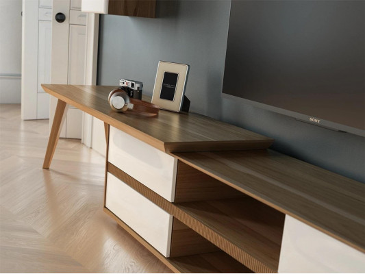 Wohnzimmer Komplett Set 7tlg TV-Ständer + Couchtisch Holzmöbel Vetrine Modern