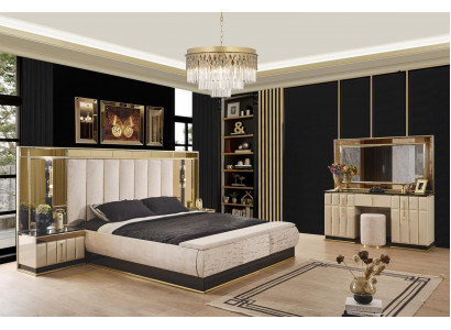 Luxus Schlafzimmer Set 4 tlg Bett 2x Nachttisch Schminktisch Neu