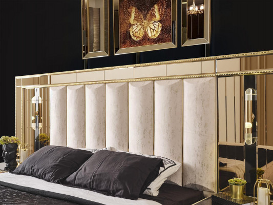 Luxus Schlafzimmer Set 4 tlg Bett 2x Nachttisch Schminktisch Neu