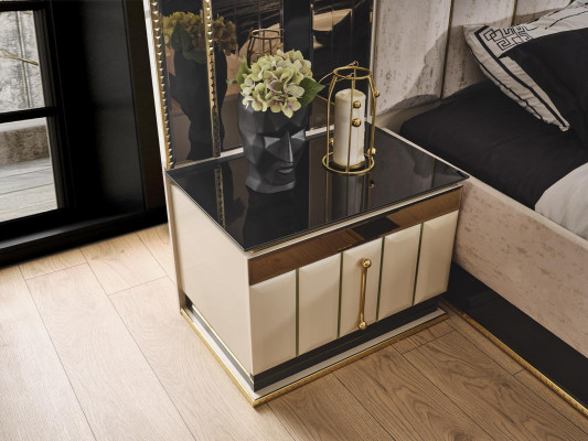 Luxus Schlafzimmer Set 4 tlg Bett 2x Nachttisch Schminktisch Neu