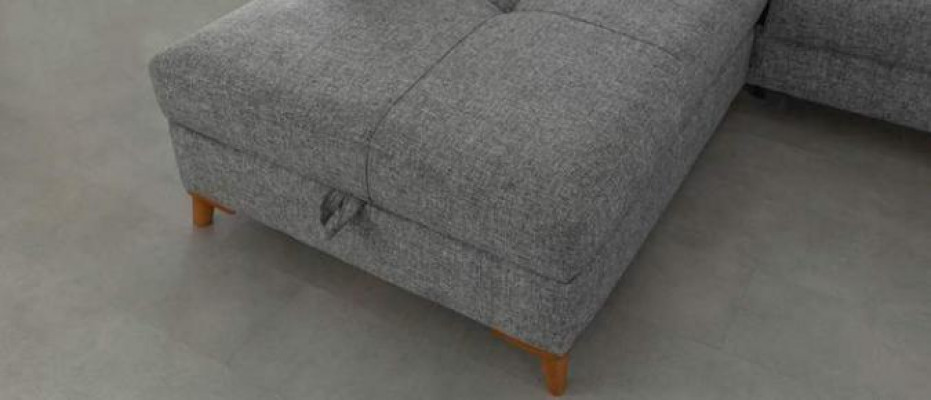 Graues L-Form Ecksofa Designer Wohnzimmer Sofas Luxus Couchen Holzmöbel