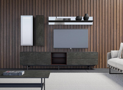 Wohnwand Modern TV-Ständer Hänge Vitrine Luxus Wandregal Wohnzimmermöbel