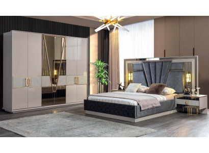 Moderne Schlafzimmer Set Design Einrichtung Neu Möbel Bett mit 2x Nachttische