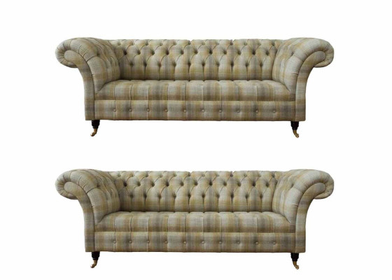 Designer Chesterfield Sofagarnitur Sofa Couch Polster Set in 3+3 Sitzer