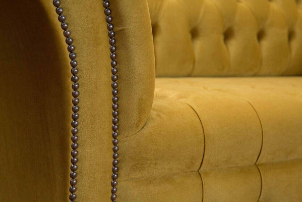 Eleganz Design Sofa 4 Sitzer Couch Polster Luxus Textil Chesterfield Sofas Gelb