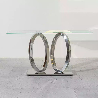 Designer Luxus Konsole Tisch Konsolen Tische Edelstahl mit Glas Design