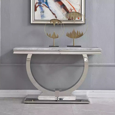Silbernes Sideboard Konsolen Tisch Luxus Tisch Silber Chrom 120x40cm