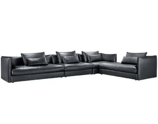 Italienische Leder Stil Wohnzimmer Möbel Ecksofa Sofa Polster Garnitur Eckcouch
