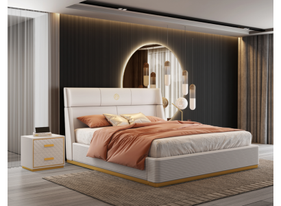 Designer Bett Schlafzimmer Doppelbett Betten Luxus Polster Hotel Neu