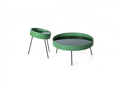 2x Couchtisch Rund form Design Wohnzimmer Neu grün farbe Möbel stil
