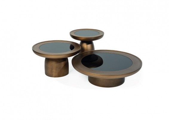 Designer Couchtisch Wohnzimmer Set 2x Edelstahl Glass Moderne Luxus Tisch