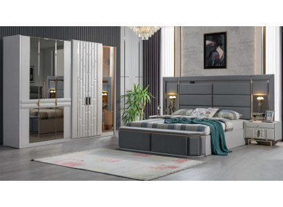 Komplett Schlafzimmer Möbel Set Bett 2x Nachttisch Kleiderschrank Neu