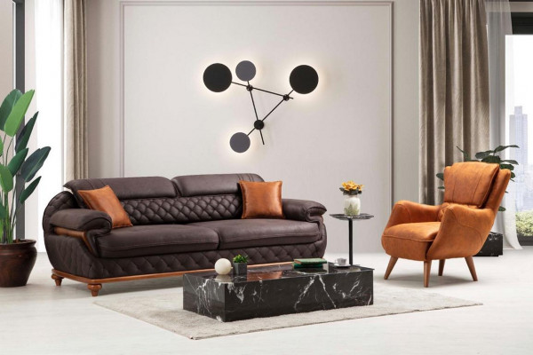 Wohnzimmer Komplett 3tlg Modern 2x Dreisitzer Sofa Couch Luxus Sessel Neu