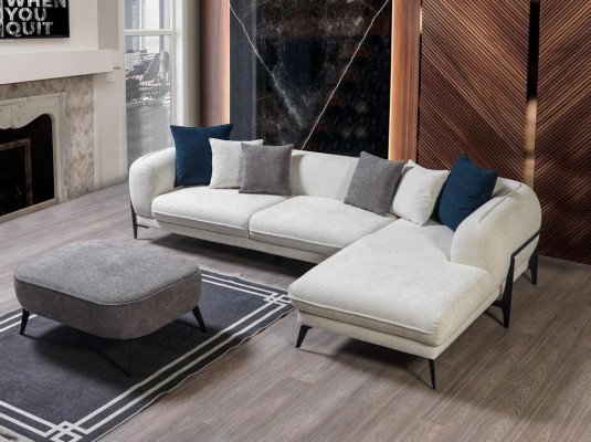 Wohnzimmer Set 3tlg Sofa L-Form Sofa Couch Dreisitzer Polstersofas Sessel Neu