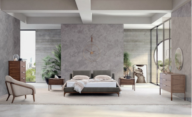 Schlafzimmer Komplett Set Bett 2x Nachttische Kommode Schrank Modern