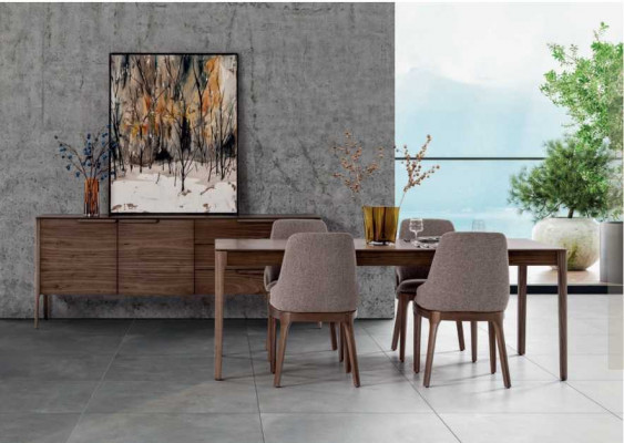 Esszimmer Set Essgruppe Braun Esstisch 4x Stühle mit Sideboard Tisch